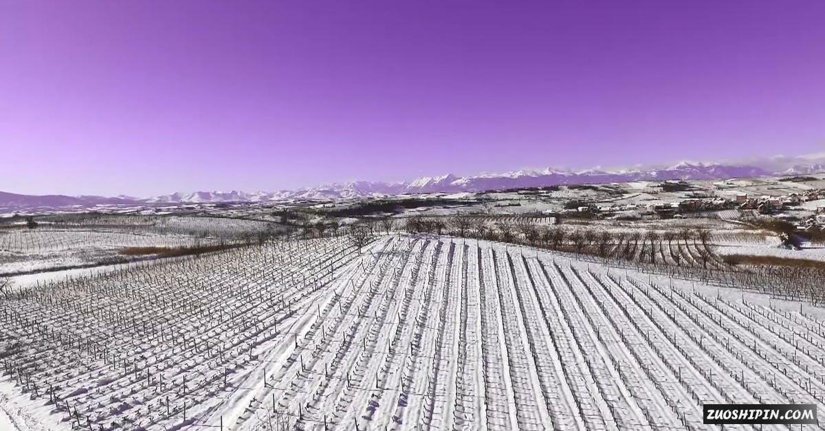 2611444|航拍冬季被雪掩盖的草场冻住的的视频素材插图