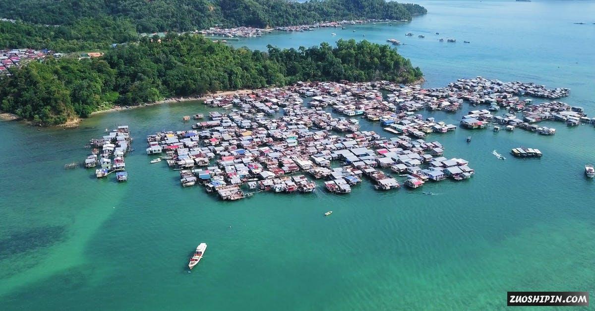 2867878|航拍海滨的村庄港口4K视频素材插图