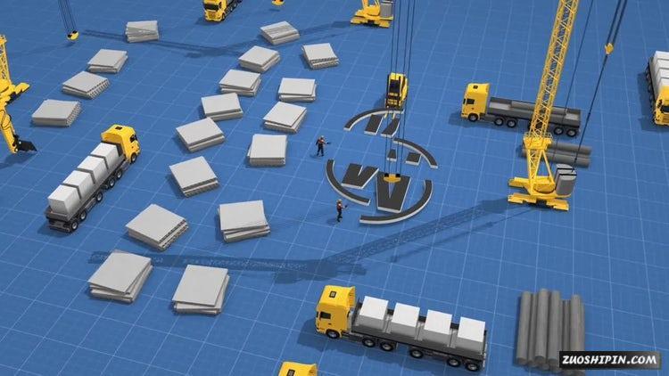 AE模板|三维机械小人组成logo标志结构视频模板#Logo Construction插图