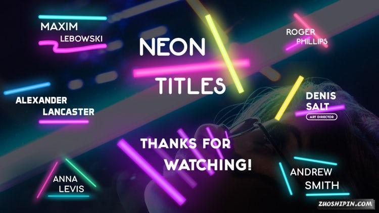 AE模板|霓虹灯标题发光灯管文字视频模板#Neon Lights Titles插图