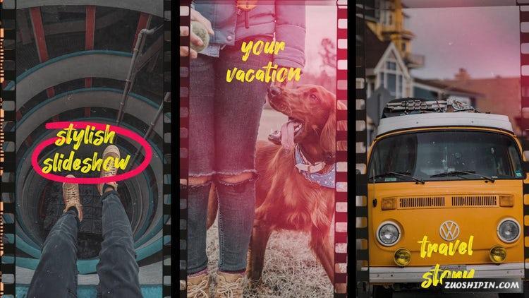 PR模板|电影框架幻灯片放映怀旧胶片风格视频模板#Film Frame Slideshow（手机模板）插图