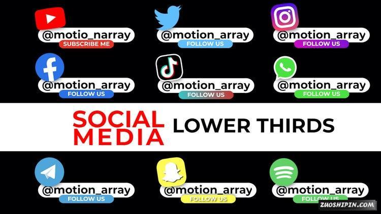 PR模板|社交媒体9组文本动画PR视频工程#Social Media Lower Thirds插图