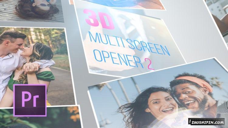 PR模板|3D多屏幕翻转视频相册包装2#3D Multi Screen Opener 2插图