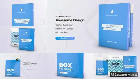 AE模板|书籍杂志软件盒子包装封面设计AE模板视频素材 Box Product Pack Mockup插图