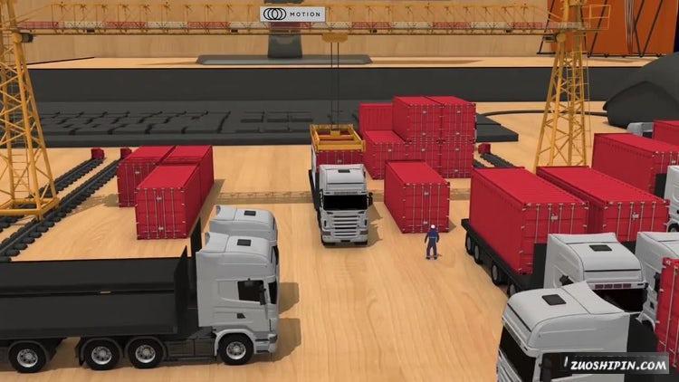 AE模板|运输公司桌面3D场景创意片头#Transport Company Intro插图