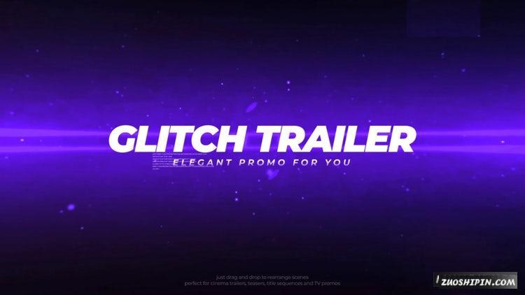 故障预告片文字现代设计片头PR模板|Glitch Trailer插图
