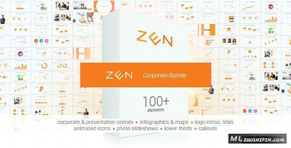 AE模板|126个商务公司企业信息数据图标动画AE模板视频素材 Zen Presentation Bundle插图