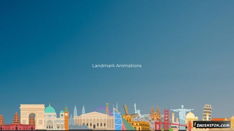 AE模板|地标三维卡通建筑动画合集#Landmark Animations插图